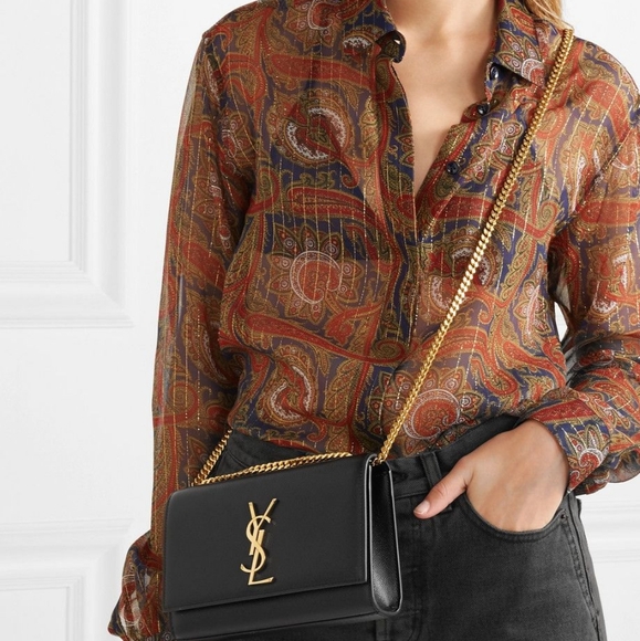 YSL Saint Laurent KATE SMALL CHAIN BAG IN GRAIN DE POUDRE LEATHER - Picture 5 of 16